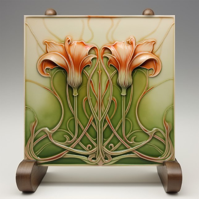 Art Nouveau Lilies  Ceramic Tile (Creator Uploaded)