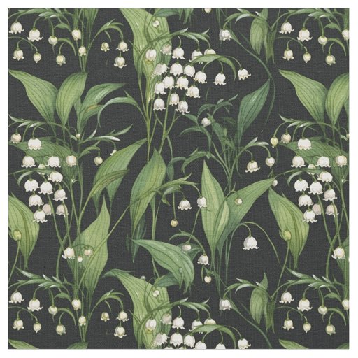 Art Nouveau Lilies of the Valley Pattern Fabric