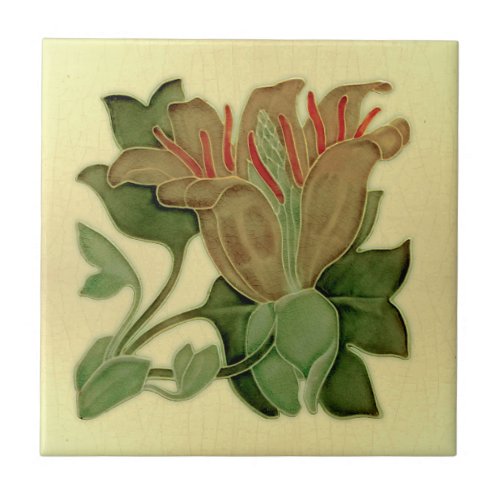 Art Nouveau Lily Antique Pilkington Repro Ceramic Tile
