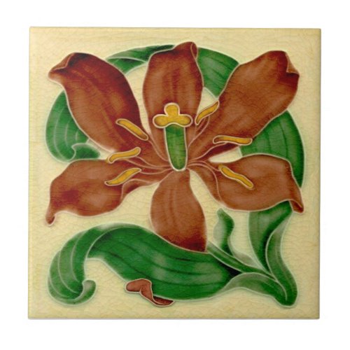 Art Nouveau Lily Antique Pilkington Repro Ceramic Tile