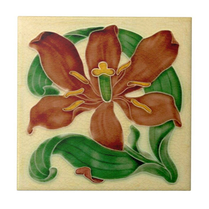 Art Nouveau Lily Antique Pilkington Repro Ceramic Tile | Zazzle