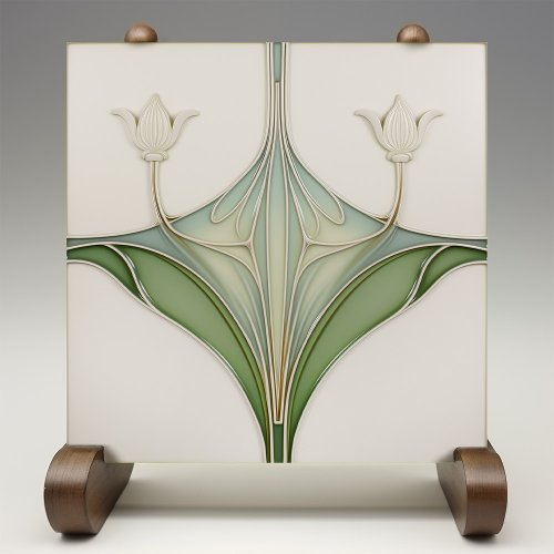 Art Nouveau Lily Elegance Ceramic Tile