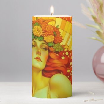 Art Nouveau Litha Pillar Candle by HolidayBug at Zazzle