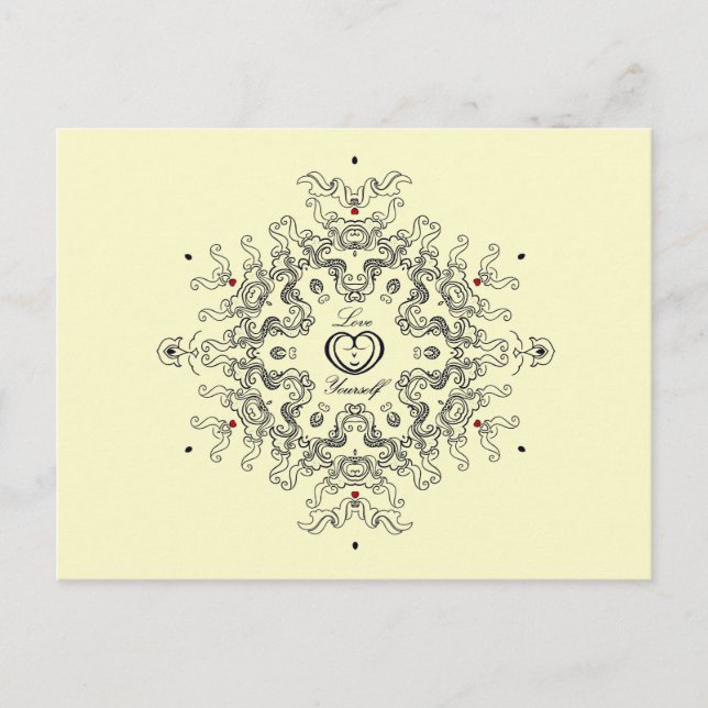 Art Nouveau "Love Yourself" Mandala Postcard (Front)