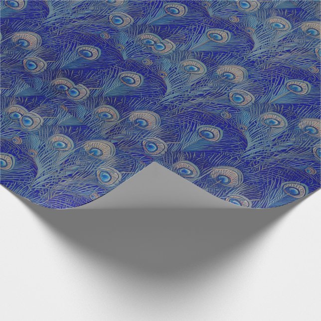 Art Nouveau Luxury Peacock Feather Pattern Wrapping Paper (Corner)