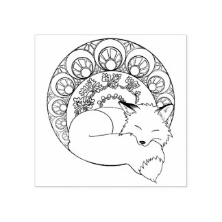 Art Nouveau Mabon Autumn Fox Wood Art Stamp