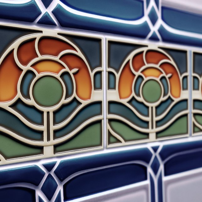 Art Nouveau Mackintosh Rose Ceramic Tile (Creator Uploaded)