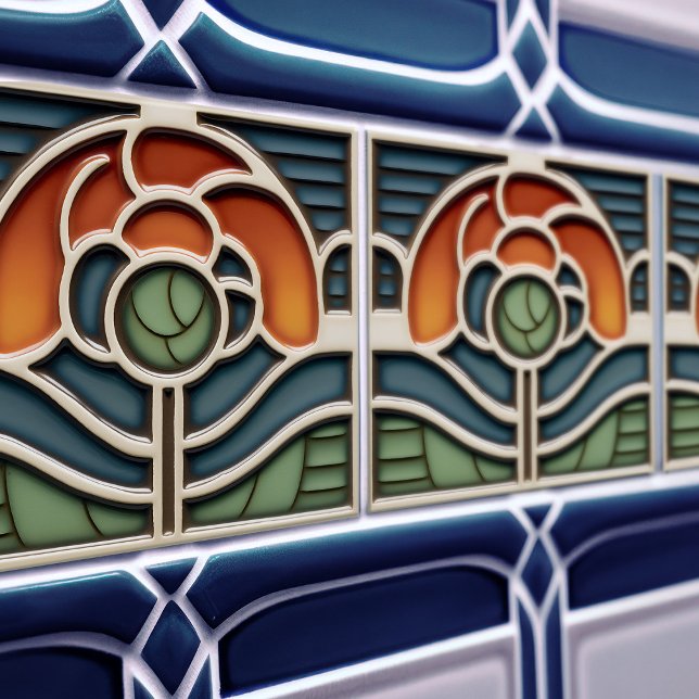 Art Nouveau Mackintosh Rose Ceramic Tile (Creator Uploaded)