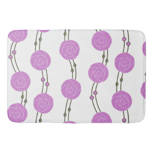Art Nouveau Mackintosh Rose Stripes Pink Bath Mat