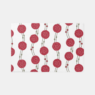 Art Nouveau Mackintosh Rose Stripes Red Rug