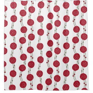 Art Nouveau Mackintosh Rose Stripes Red Shower Curtain