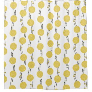 Art Nouveau Mackintosh Rose Stripes Yellow Shower Curtain