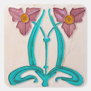 Art Nouveau Majolica Tile Square Sticker