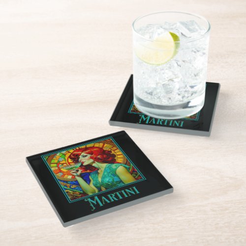 Art Nouveau Martini Glass Coaster