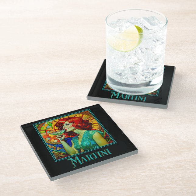 Art Nouveau Martini Glass Coaster (Angled)