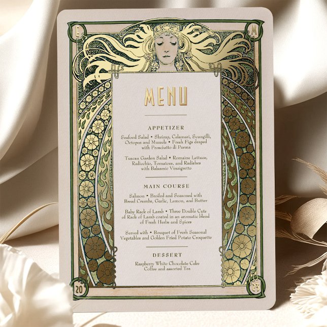 Art Nouveau Menu Card Alphonse Mucha Vintage Deco (Creator Uploaded)
