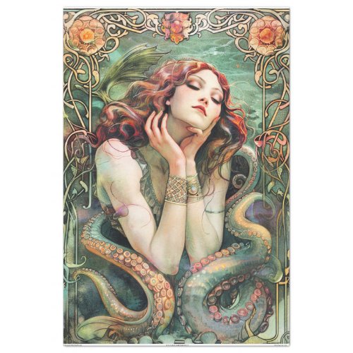 Art Nouveau Mermaid Decoupage Tissue Paper