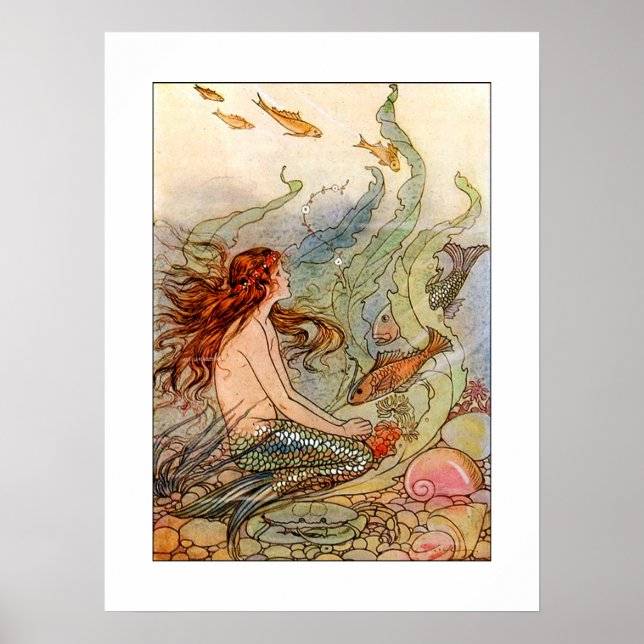 Art Nouveau Mermaid Poster/print  18x24 Poster (Front)