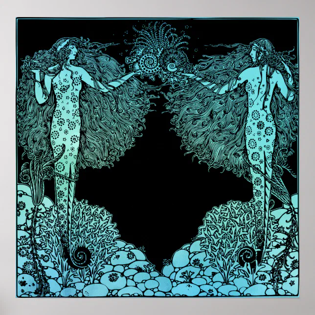 Art Nouveau Mermaids of the sea Poster | Zazzle