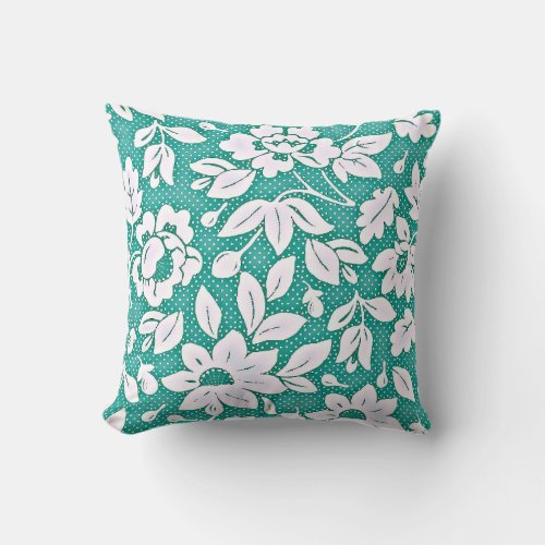 Art Nouveau Mint Green Floral Pattern Throw Pillow