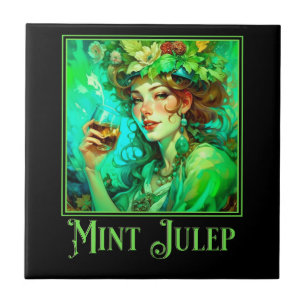 Art Nouveau Mint Julep Ceramic Tile