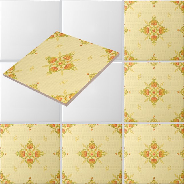 Art Nouveau Mission Style Bands of Tulips pattern Ceramic Tile (Creator Uploaded)