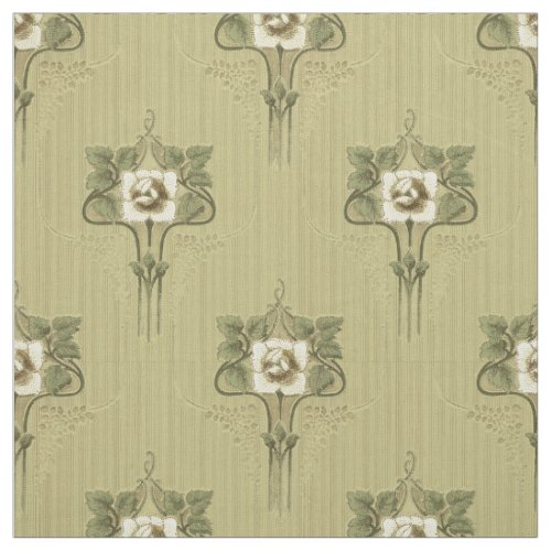 Art Nouveau Mission Style White Flower Pattern Fabric