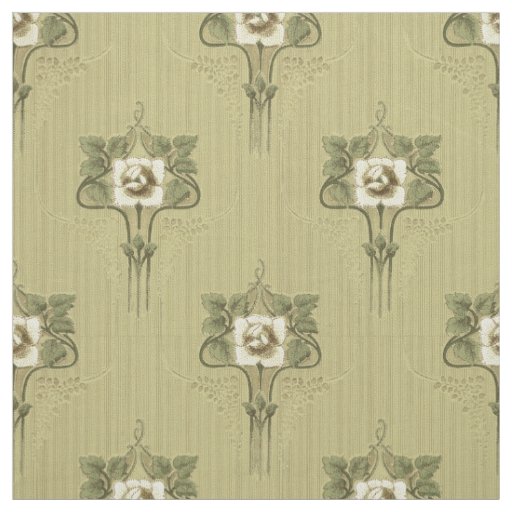 Art Nouveau Mission Style White Flower Pattern Fabric
