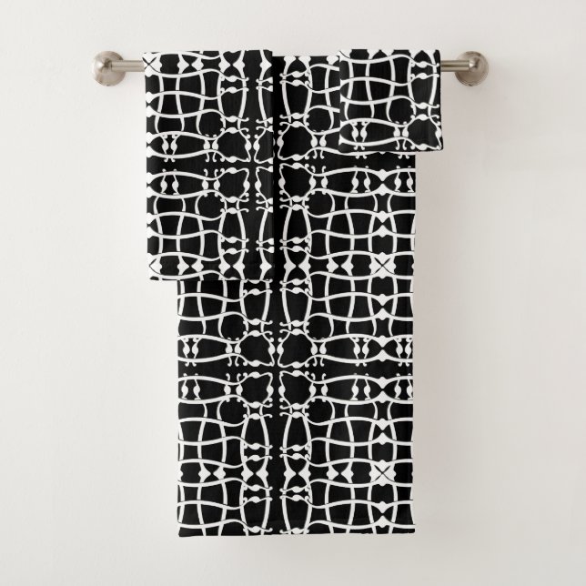 Art nouveau monochromatic pattern  bath towel set (Insitu)