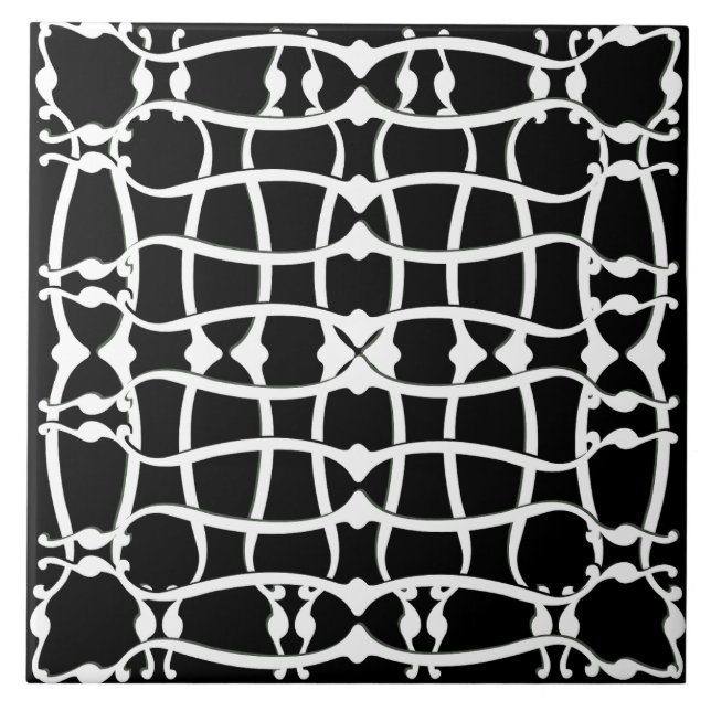 Art nouveau monochromatic pattern ceramic tile (Front)