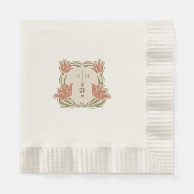 Art Nouveau Monogram Initials Table Decor Napkins (Front)