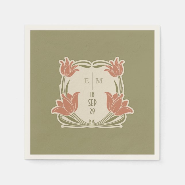 Art Nouveau Monogram Initials Table Decor Napkins (Front)