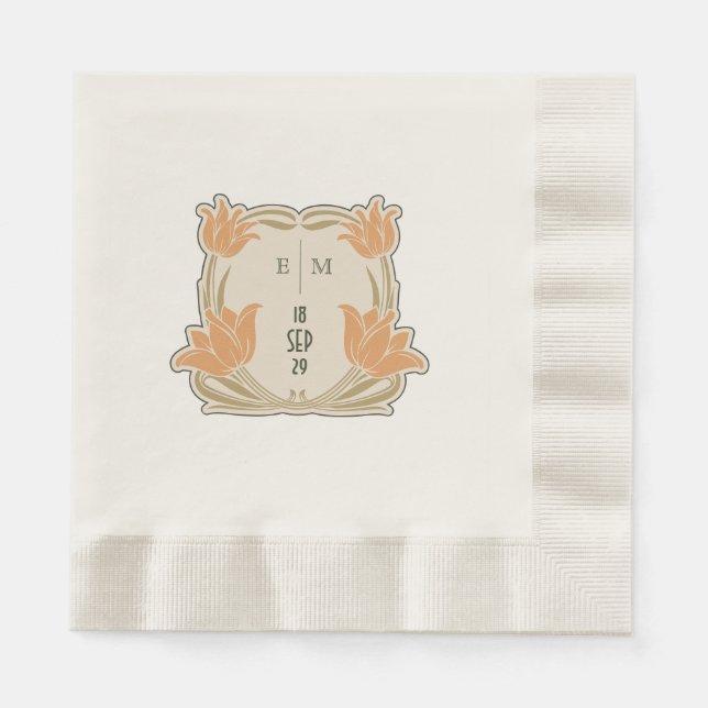 Art Nouveau Monogram Initials Table Decor Napkins (Front)