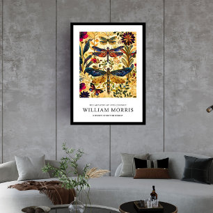 Art Nouveau Morris colorful and gold dragonflies Framed Art