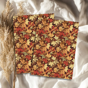 Art nouveau Morris fall autumn leaves orange red Tissue Paper