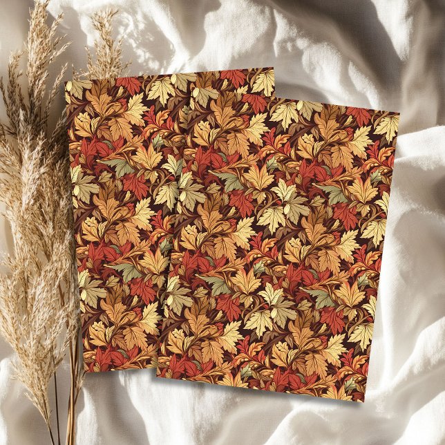 Art nouveau Morris fall autumn leaves orange red Tissue Paper (Art nouveau Morris fall autumn leaves orange red Tissue Paper)