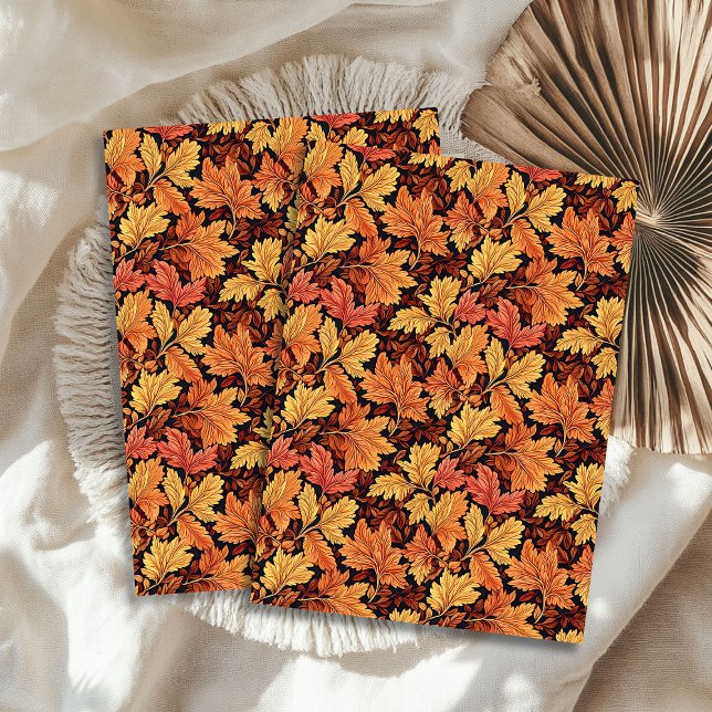 Art nouveau Morris fall autumn leaves terracotta Tissue Paper (Art nouveau Morris fall autumn leaves terracotta Tissue Paper)