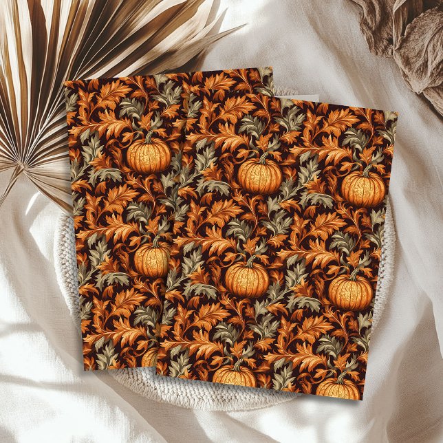 Art nouveau Morris fall terracotta ivory brown Tissue Paper (Art nouveau Morris fall terracotta ivory brown Tissue Paper)