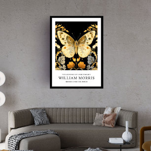Art Nouveau Morris ivory beige gold butterfly Framed Art