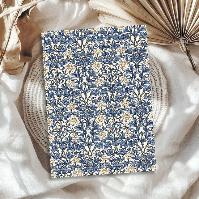 Art nouveau Morris navy blue and ivory pastel Tissue Paper | Zazzle