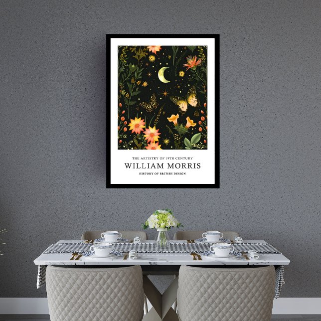 Art Nouveau Morris night butterflies and flowers Framed Art (Art Nouveau Morris night butterflies and flowers Framed Art)