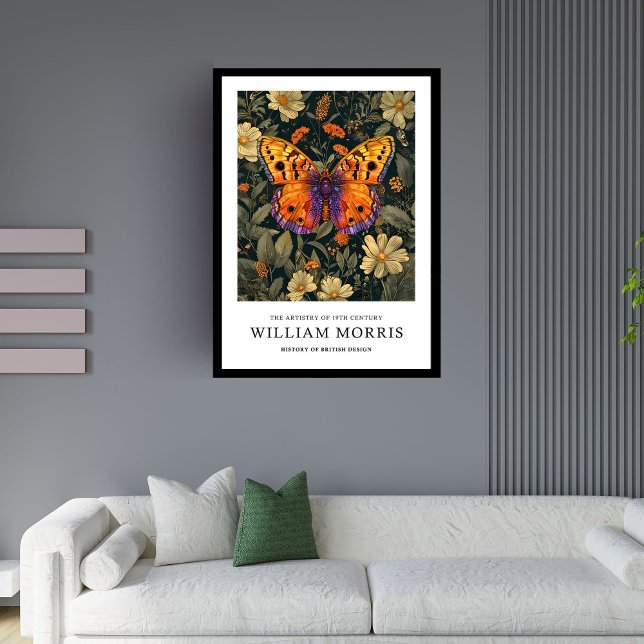 Art Nouveau Morris orange and purple butterfly Framed Art (Art Nouveau Morris orange and purple butterfly Framed Art)