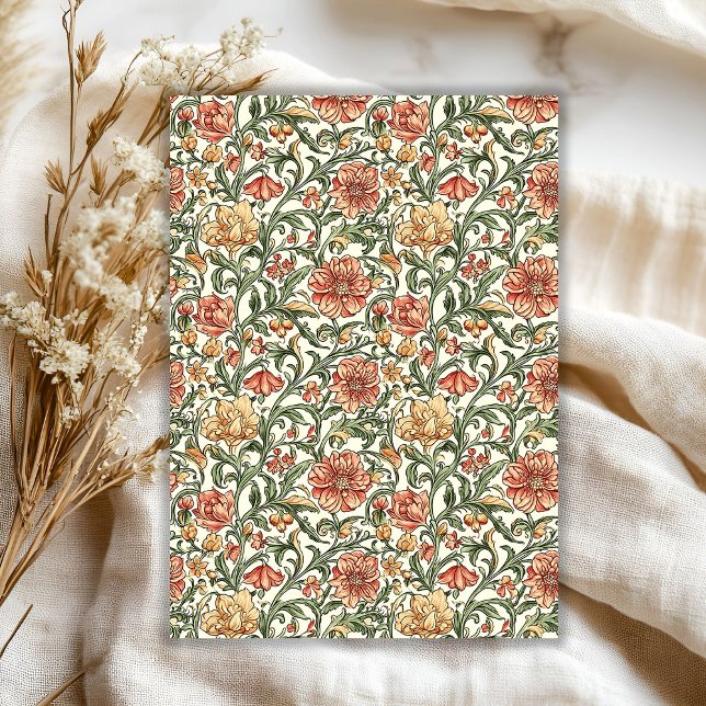 Art nouveau Morris pastel green peach blush flower Tissue Paper (Art nouveau Morris pastel green peach blush flower Tissue Paper)
