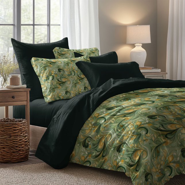 Art nouveau Morris soft pastel green and gold Duvet Cover (Art nouveau Morris soft pastel green and gold Duvet Cover)