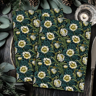 Art nouveau Morris yellow white flowers pastel blu Tissue Paper