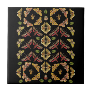 Art Nouveau Moth & Orchid art deco black Ceramic Tile