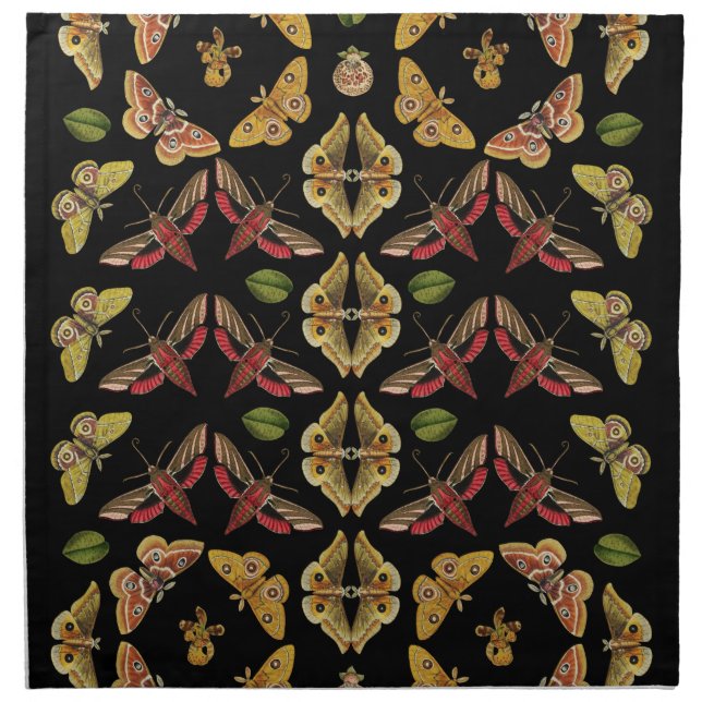 Art Nouveau Moth & Orchid art deco black Cloth Napkin (Front)