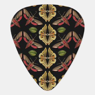 Art Nouveau Moth & Orchid art deco black Guitar Pick