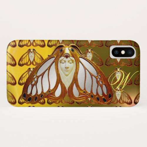 ART NOUVEAU MOTH WOMAN GEM MONOGRAM iPhone XS CASE