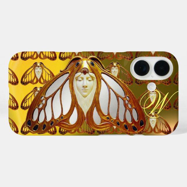 ART NOUVEAU MOTH WOMAN GEM MONOGRAM Case-Mate iPhone CASE (Back (Horizontal))
